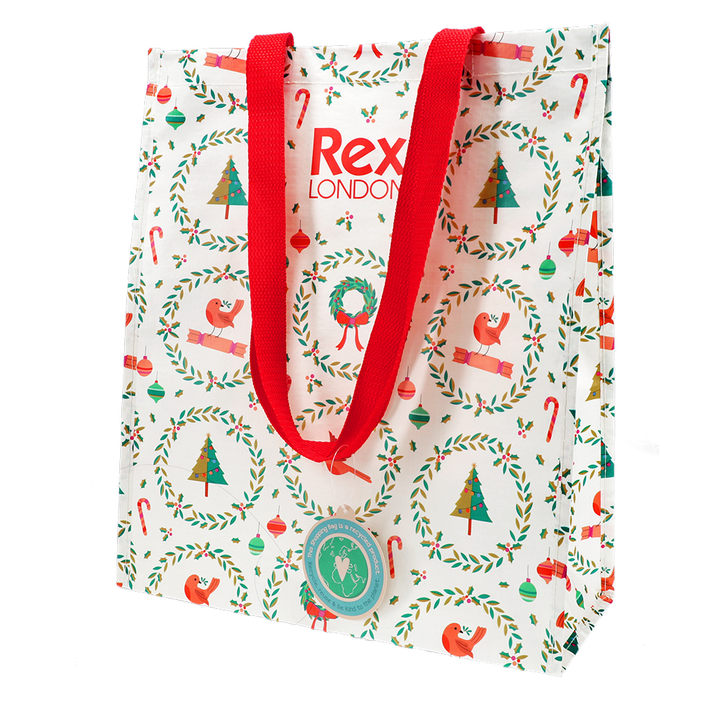 sac de courses recyclé - noël classique
