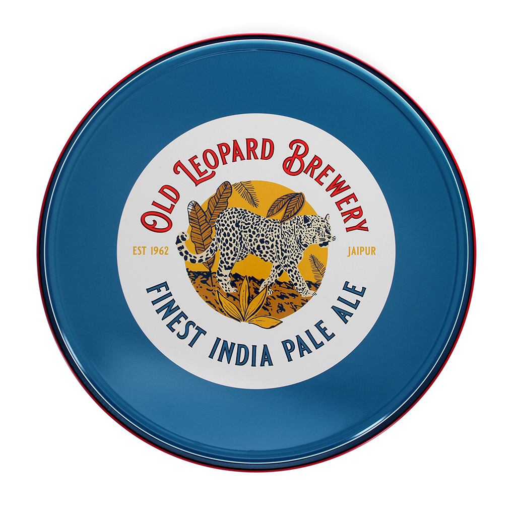 round metal serving tray - old leopard brewery