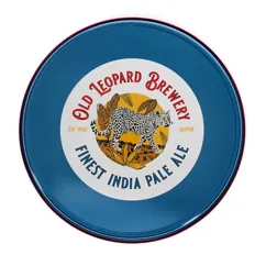 round metal serving tray - old leopard brewery round metal serving tray - old leopard brewery