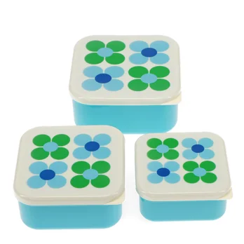 snack boxes (set of 3) - blue and green daisy snack boxes (set of 3) - blue and green daisy