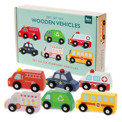 wooden car playset of 6