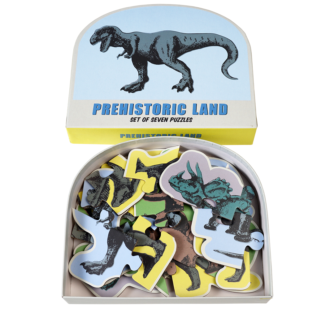 set of 7 dinosaur puzzles - prehistoric land