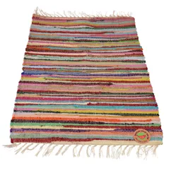 tapis multicolore en coton teinté à la main (90x60 cm)
