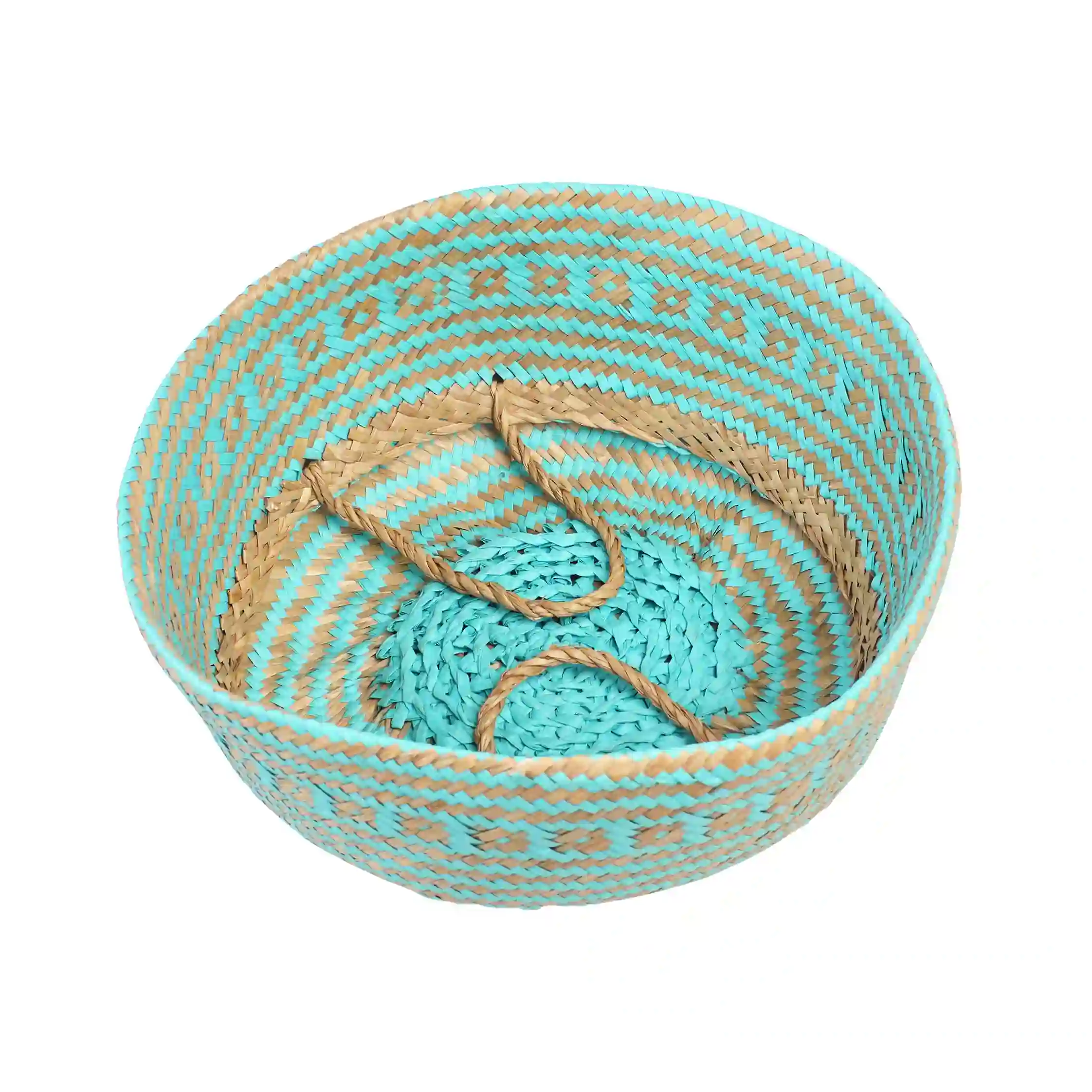 cesta pequeña almacenamiento de pradera marina turquesa