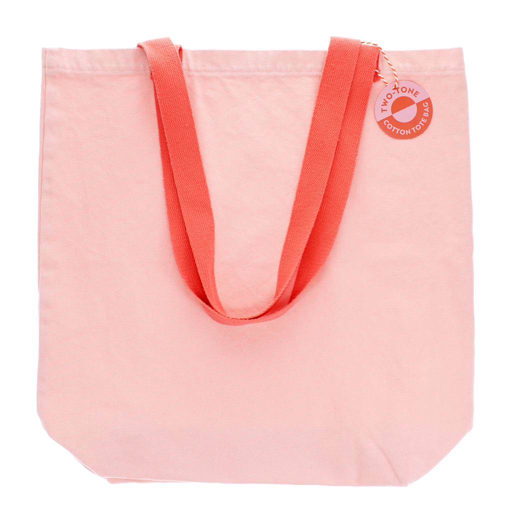 two-tone cotton tote bag - pink