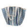 recycled woven tote bag with canvas handles - white and blue