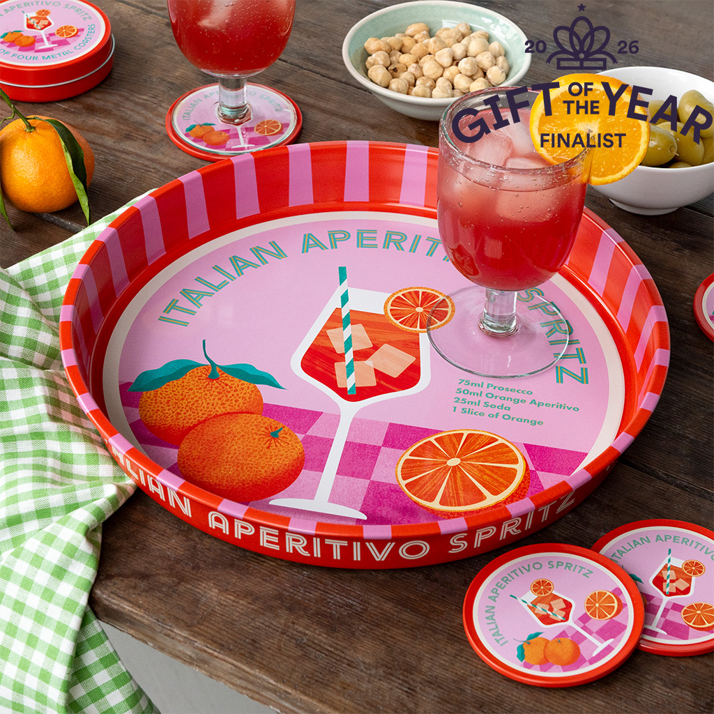 rundes serviertablett aus metall - aperitivo spritz