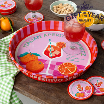 rundes serviertablett aus metall - aperitivo spritz
