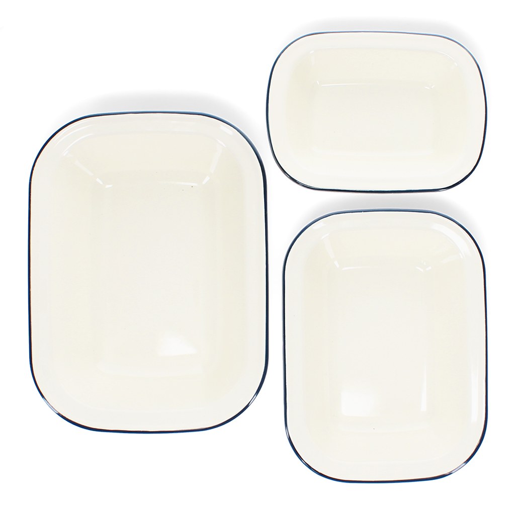 plats à tarte émaillés (lot de 3) - bleu