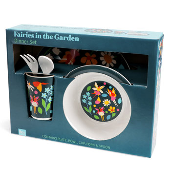 children's melamine dinner set (5 pieces) - fairies in the garden