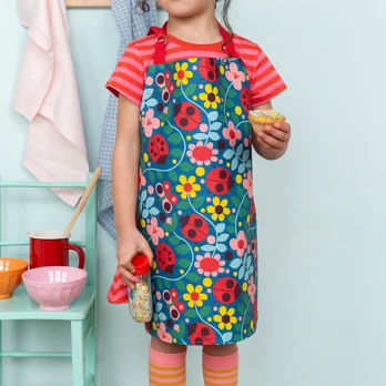 wipeable cotton children's apron - ladybird wipeable cotton children's apron - ladybird