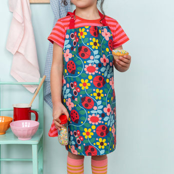 wipeable cotton children's apron - ladybird