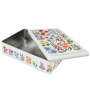 rectangular biscuit tin - wild flowers