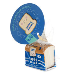 bread erasers (3 slices) - happy bread (blue)