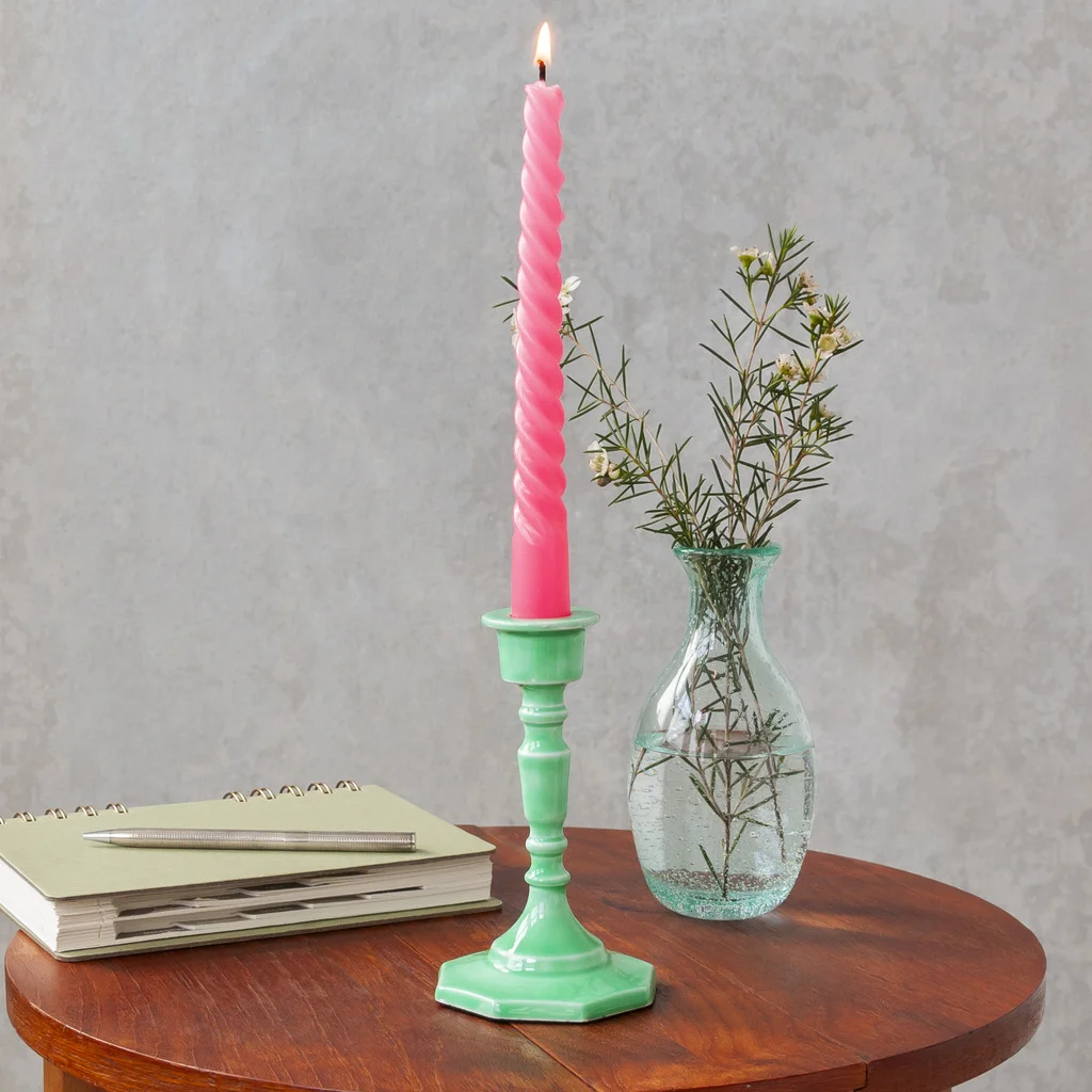 enamel candlestick (13cm) - green