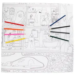 large colouring poster with pencils - haunted house large colouring poster with pencils - haunted house