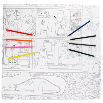 large colouring poster with pencils - haunted house large colouring poster with pencils - haunted house