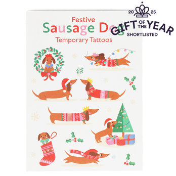 temporary tattoos - festive sausage dog