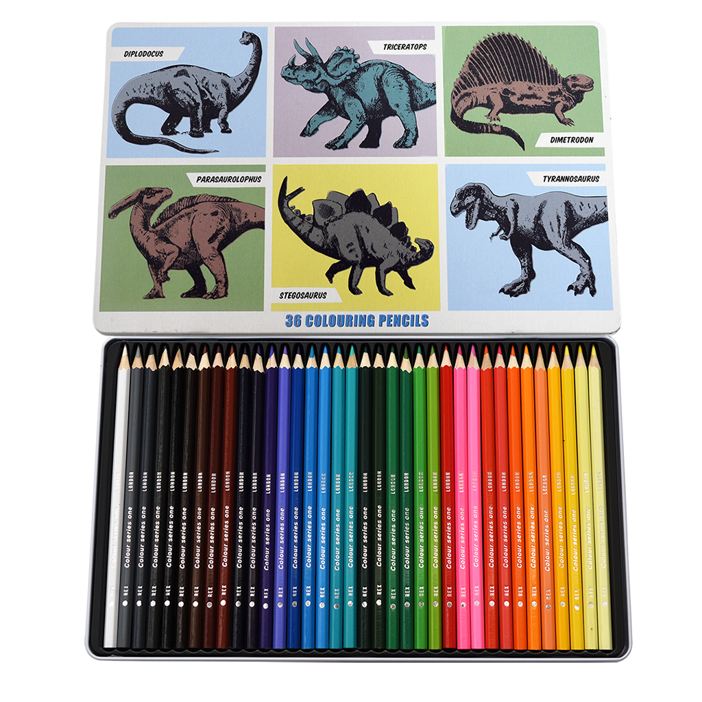buntstifte im blechetui prehistoric land (36 stück)