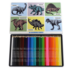 36 crayons de coloriage en boite prehistoric land