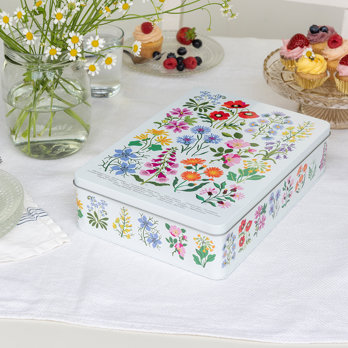 rectangular biscuit tin - wild flowers