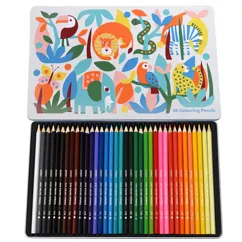 36 crayons de coloriage en boite wild wonders