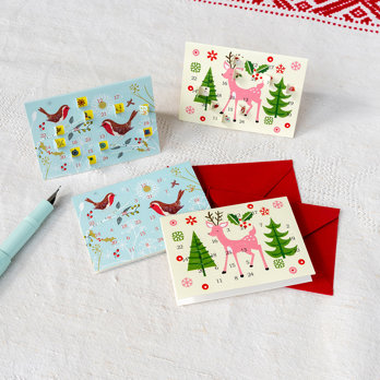 miniature advent calendar christmas card - 50s christmas