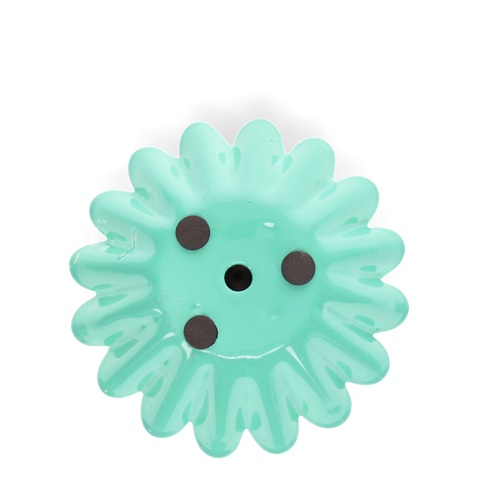 enamel cupped flower candle holder - aqua