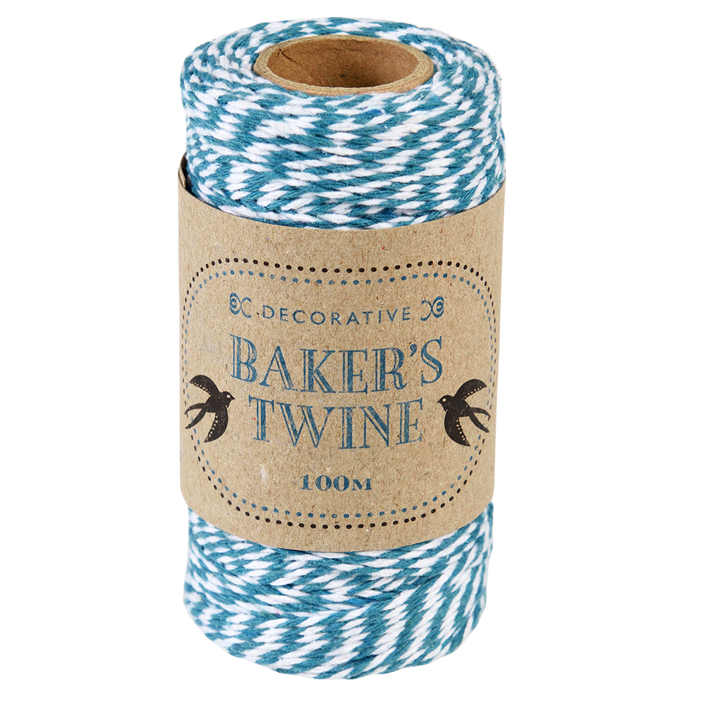 roll of twine (100m) - aquamarine and white