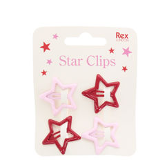 star hair clips (set of 4) - pink and red