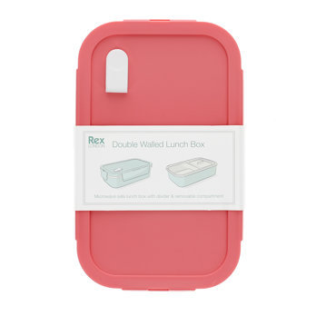 double wall lunch box with divider - rose pink