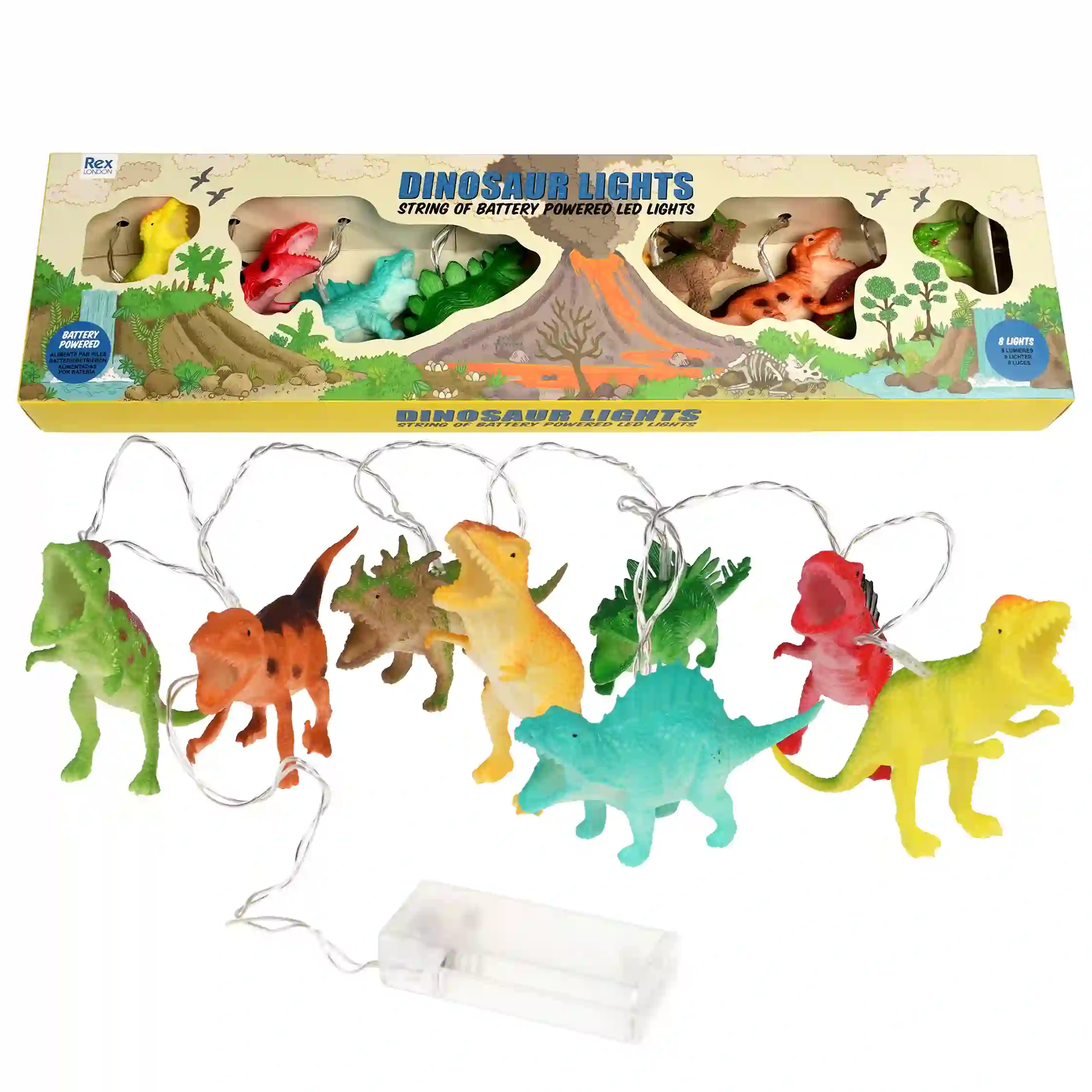 cadena de luces de dinosaurios - prehistoric land