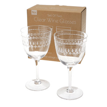 vintage-weingläser mit eingeritztem design 250ml (2-er set) - klar