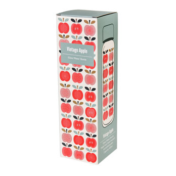 glass water bottle 420ml - vintage apple