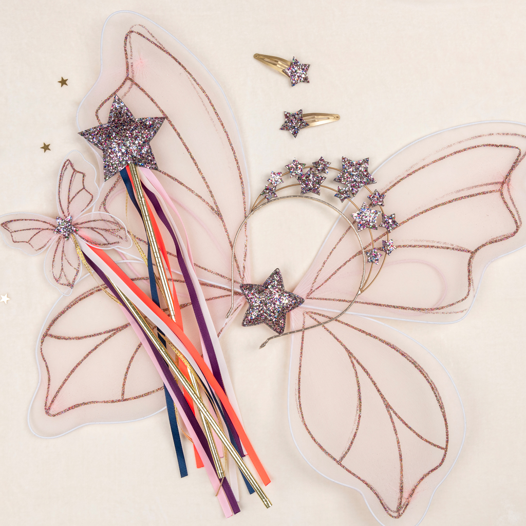 glitter-star-haar-clips fairies in the garden (2-er set)