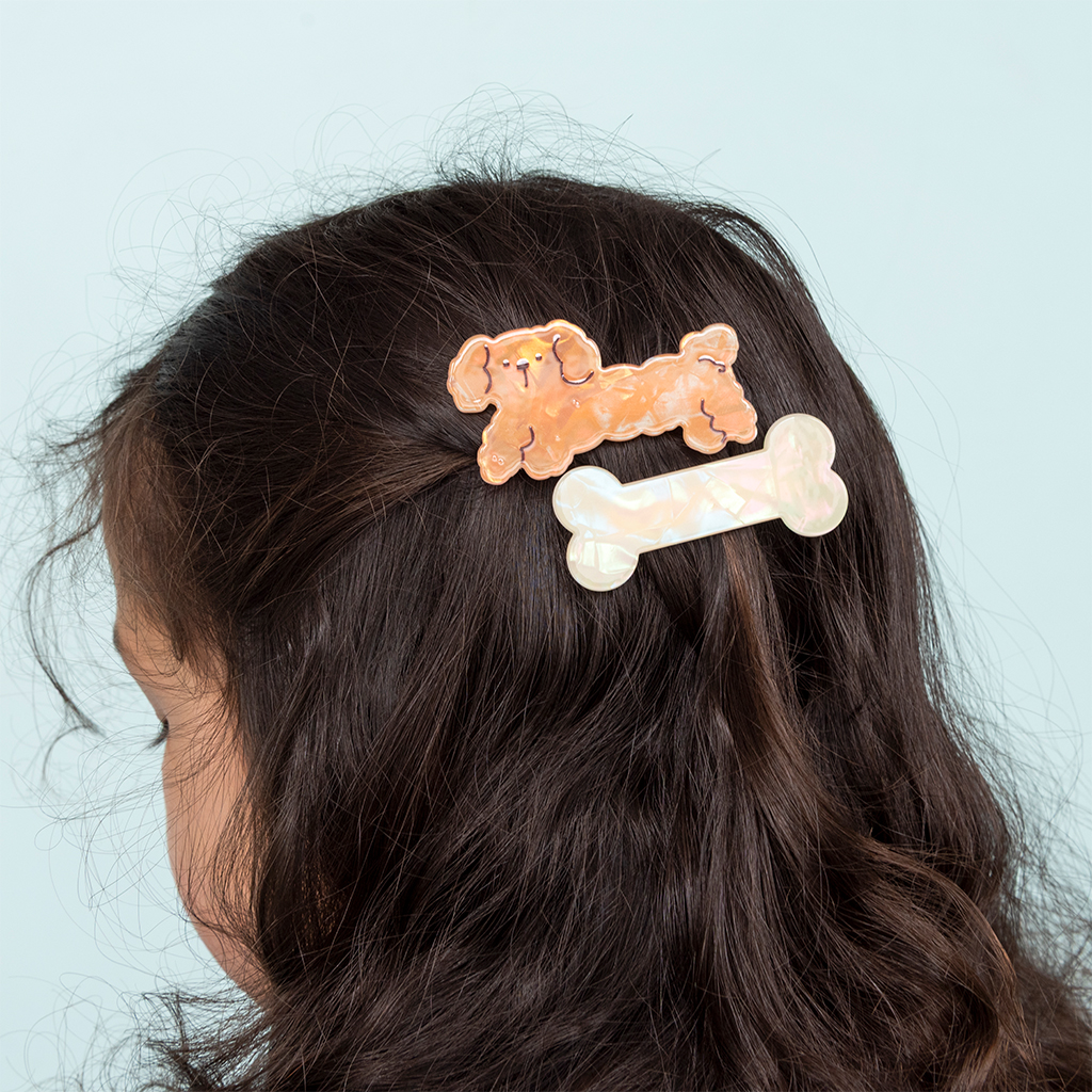 hair clips (set of 2) - dog and bone