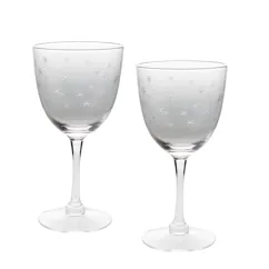 etched star wine glasses 250ml (set of 2) - clear etched star wine glasses 250ml (set of 2) - clear