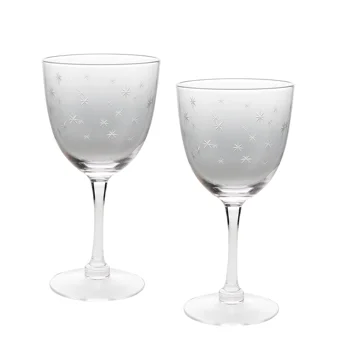 etched star wine glasses 250ml (set of 2) - clear etched star wine glasses 250ml (set of 2) - clear