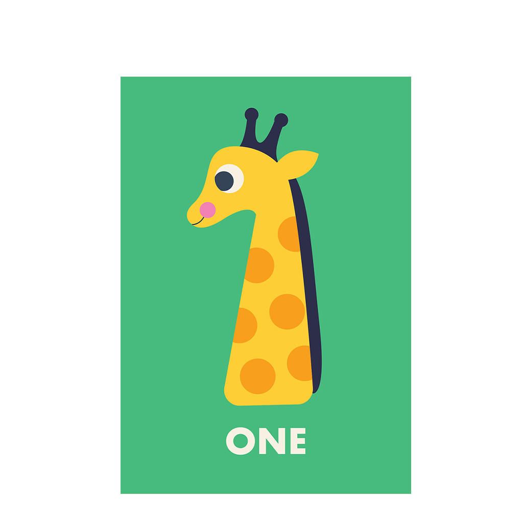 birthday card - giraffe 'one'