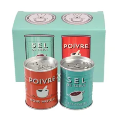 tin salt and pepper shakers - sel and poivre 