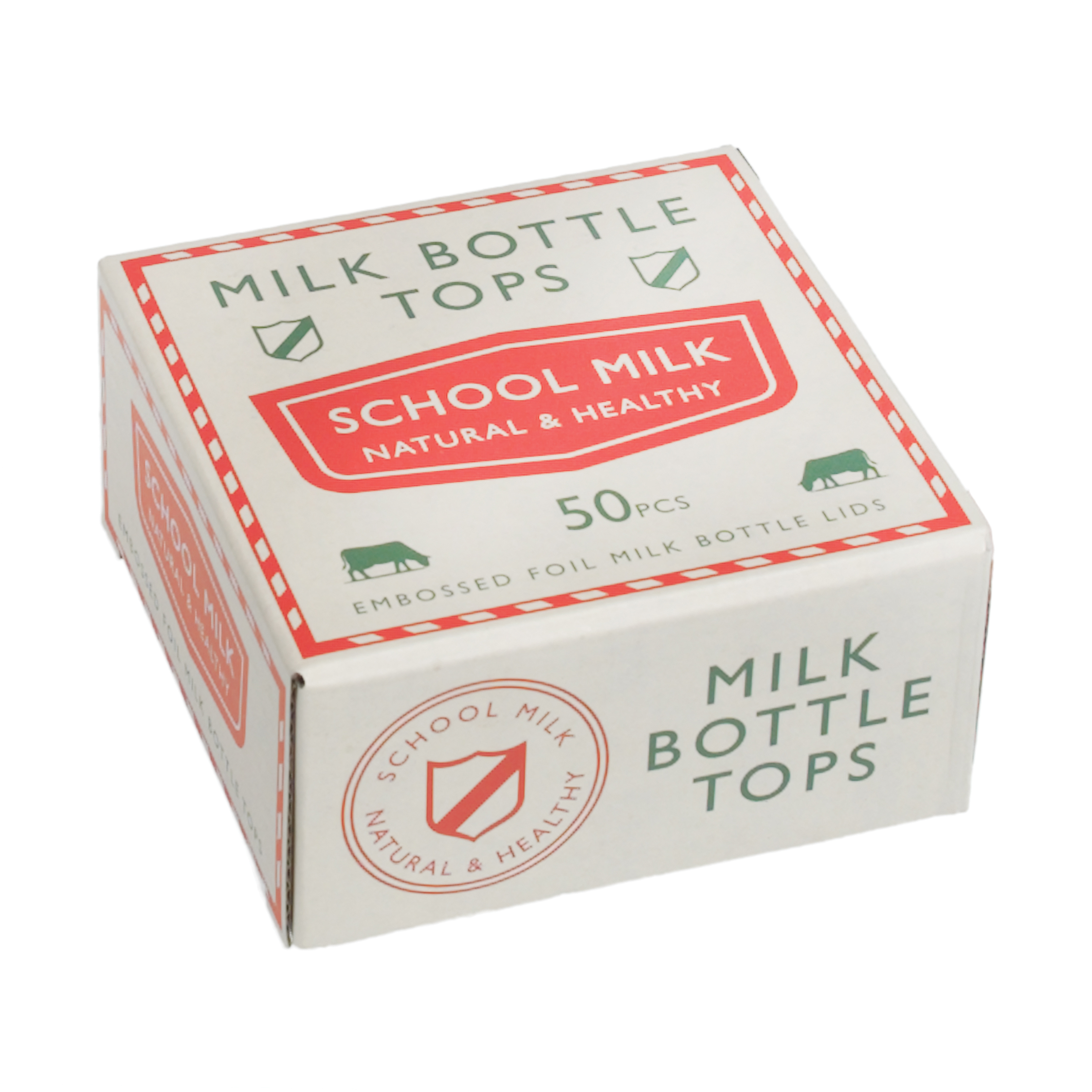 set mit 50 roten milchflaschen-verschlüssen