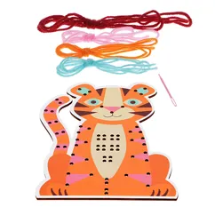 learn to sew wooden hand-stitch set - tiger learn to sew wooden hand-stitch set - tiger