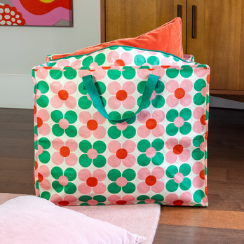 sac de rangement jumbo - marguerites roses et vertes