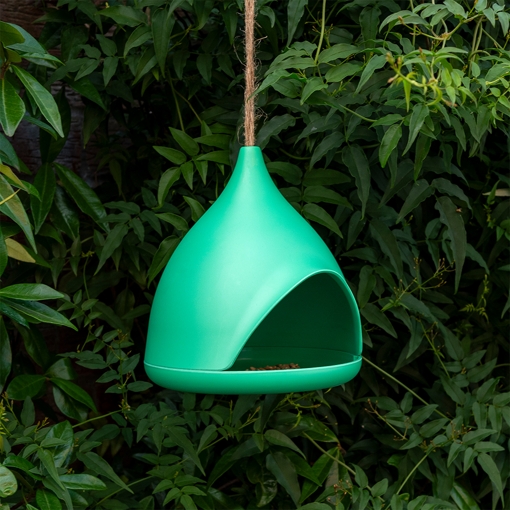 bamboo fibre bird feeder - green