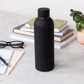 rubber coated steel bottle 500ml - black