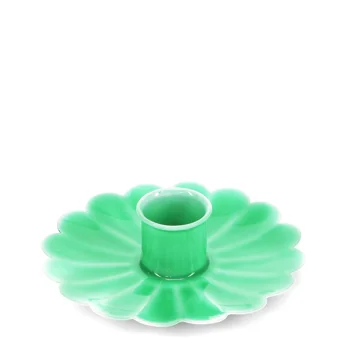 enamel flat flower candle holder - green enamel flat flower candle holder - green