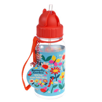 children's water bottle with straw 500ml - butterfly garden