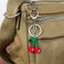 beaded keyring bag charm - cherry