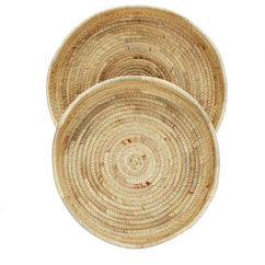 round water hyacinth trays (set of 2)