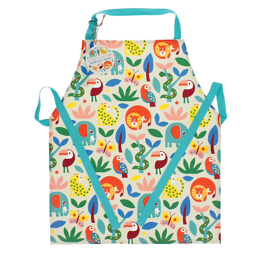wipeable cotton children's apron - wild wonders